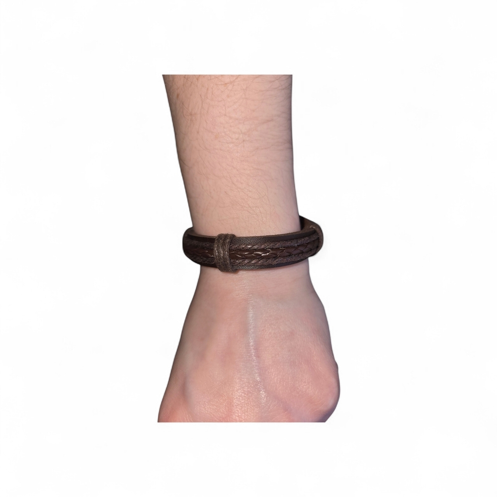 Men's Dark Brown Braided Leather Bracelet